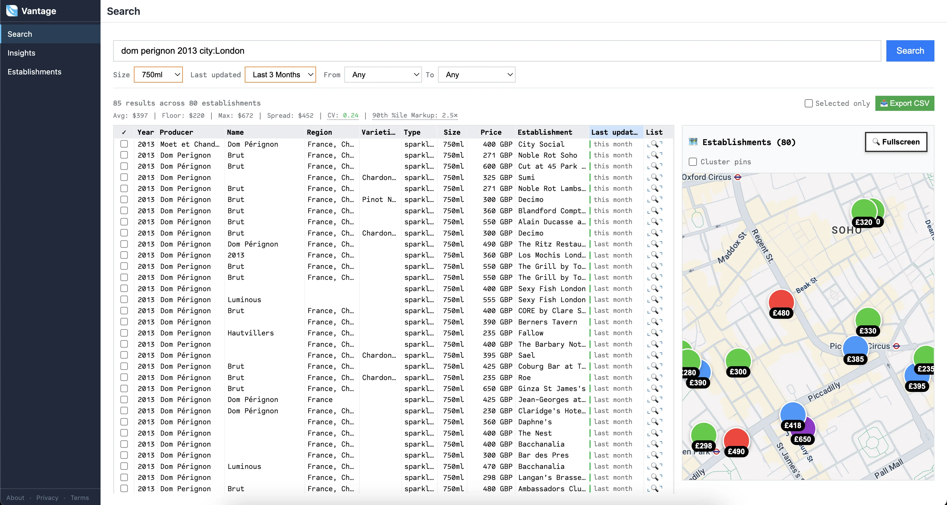 Vantage platform screenshot